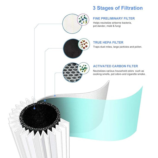 Illustration of HEPA Filter with Activated Charcoal and Prefilter Material